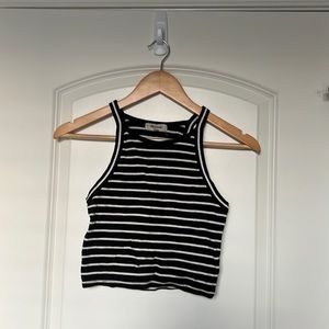 Madewell black and white stripe crop tank small